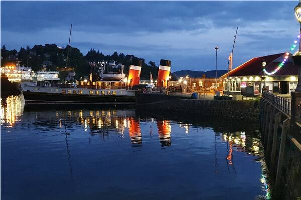 photographer Bitten by the Bug transport  photo. the ps waverley the worlds last seagoing passenger paddle steamer at the pier in oban      note that it is often assumed that the ss in the name of many ships eg the ss titanic or the ss queen mary stands for st