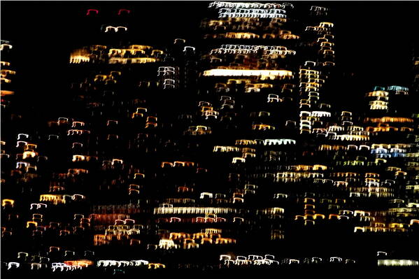 photographer Bitten by the Bug abstract  photo. taken from the deck of a yacht sailing up hudson river about an hour after sunset  obviously therefore it was never intended to be a pin sharp and stable image but on the other hand the exact effect obtained was 