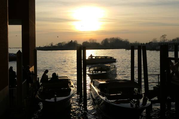 photographer Bitten by the Bug uncategorized  photo. everything in venice is different  this is the taxi rank at marco polo airport.